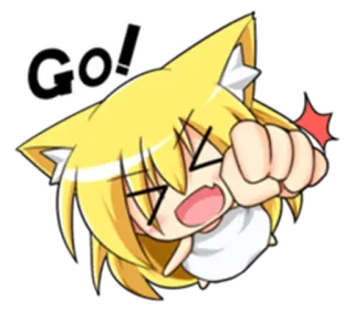 😡 GO! แมว, อนิเมะ, ไป, น่ารัก, กำปั้น, ตื่นเต้น telegram sticker