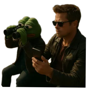 😎 Pepe, o Sapo, Meme, Binóculos, Espião, Cultura da Internet telegram sticker