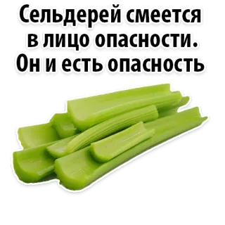 😝 Сельдерей смеется в лицо опасности. Он и есть опасность aipo, vegetal, comida, engraçado, piada, meme telegram sticker