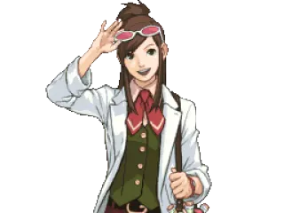 😄 Ema Skye Ace Attorney anime, sorrindo, feminino, Ema Skye, Ace Attorney, cientista telegram sticker