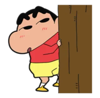 😛 Shin-chan Crayon Shin-chan Anime, Crayon Shin Chan, Dibujos animados, Personaje, Esconderse, Asomar telegram sticker