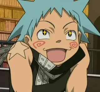 🌟 Black Star Soul Eater anime, manga, cartoon, funny, excited whatsapp sticker