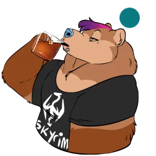 🌬 Skyrim urso, bebendo, Skyrim, videogame, furry telegram sticker