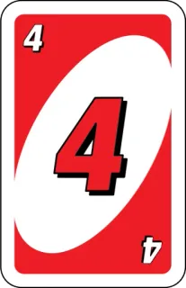 ❤️ 4 uno, card, number, red, game whatsapp sticker