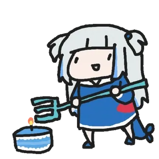 🐱 Gawr Gura Anime, Vtuber, Süß, Cartoon, Gawr Gura, Kuchen, Dreizack telegram sticker