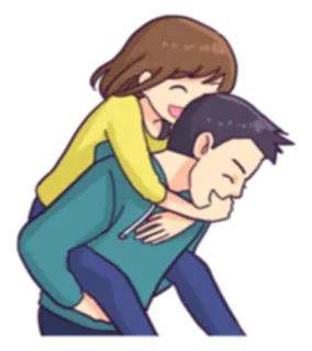 💑 пара, на спине, мультфильм, любовь, отношения, милый, счастливый telegram sticker