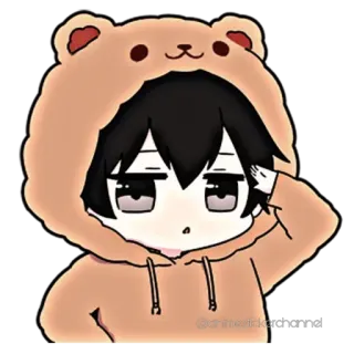 😁 anime, cartoon, bear, hoodie, cute whatsapp sticker