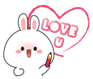 🔞 LOVE U lapin, amour, coeur, mignon, dessin animé, lapinou telegram sticker