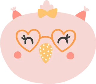 ❤ eule, süß, brille, herzen, gesicht, sticker whatsapp sticker