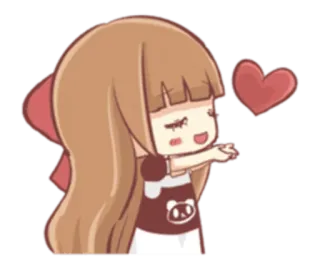 😘 Cartoon, Mädchen, Herz, Liebe, Süß, Kawaii, Figur telegram sticker