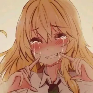 😁 Anime, weinen, Mädchen, blonde Haare, Tränen telegram sticker