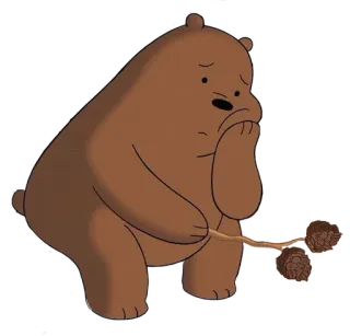 😪 Grizz We Bare Bears 漫画のクマ, 悲しい, 不機嫌, 物思いにふける telegram sticker