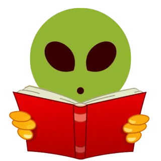 📔 Alien, Leyendo, Libro, Extraterrestre, Educación, Conocimiento telegram sticker