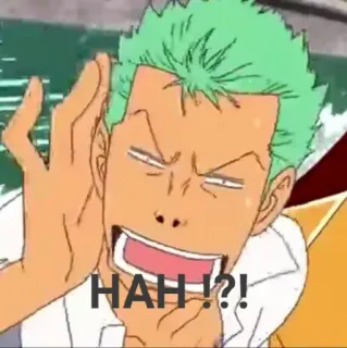 🦻 Zoro One Piece HAH !?! Аниме, Ван Пис, Зоро, Смешно, Хах, Реакция whatsapp sticker