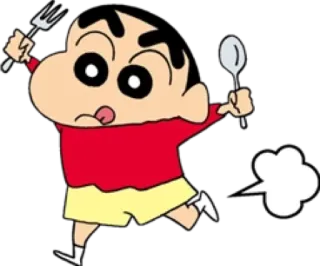 🍴 Shin-chan Nohara Crayon Shin-chan Shin-chan, Anime, Kartun, Lucu, Garpu, Sendok, Humor whatsapp sticker