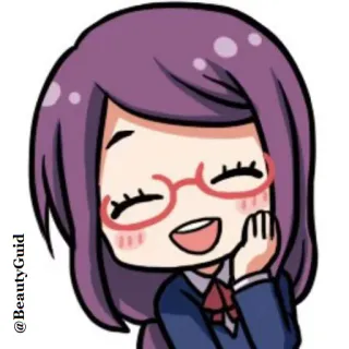 😂 @BeautyGuid anime, cartoon, beauty, girl, woman, purple hair, glasses telegram sticker