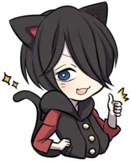 👍 Anime, Katze, Ohren, Süß, Chibi, Kawaii, Cartoon, Illustration telegram sticker