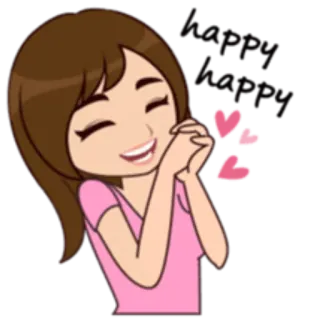 😍 dessin animé, fille, coeurs, amour, joyeux, mignon, autocollant telegram sticker