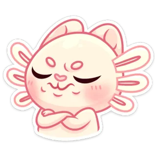 🙅‍♂ aksolotl, zwierzę, słodki, różowy, naklejka, kreskówka whatsapp sticker