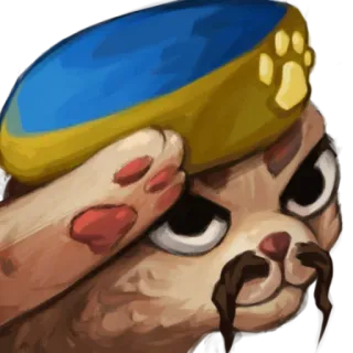 🇺🇦 แมว, สัตว์, ยูเครน, สีฟ้าและสีเหลือง, หมวกเบเร่ต์, หนวด, เคารพ telegram sticker