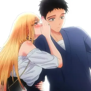 🤫 Anime, Paar, Romantik, Kuss, Zuneigung, My Dress-Up Darling, Marin Kitagawa, Wakana Gojo telegram sticker
