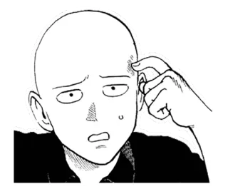 😥 Saitama One-Punch Man anime, manga, one punch man, saitama, thinking telegram sticker