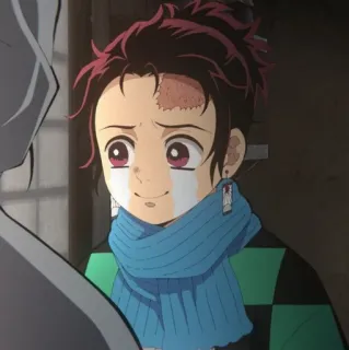 🥲 Tanjiro Kamado Demon Slayer anime, demon slayer, tanjiro, tanjiro kamado, scar, sad whatsapp sticker