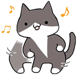 💃 chat, animal, musique, danse, mignon, dessin animé, autocollant whatsapp sticker