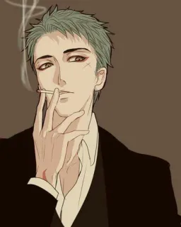 🚬 fumo, uomo, sigaretta, anime, completo telegram sticker