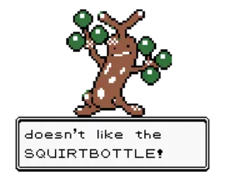 🌵 Sudowoodo Pokémon doesn't like the SQUIRTBOTTLE!? video game, pokemon, sudowoodo, tree, squirtbottle, sprite telegram sticker