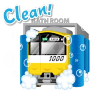 🛁 Clean! limpo, banheiro, trem, bolhas, desenho animado telegram sticker