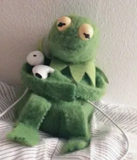 💟 Kermit kermit, grenouille, muppet, écoute musique, casque audio whatsapp sticker