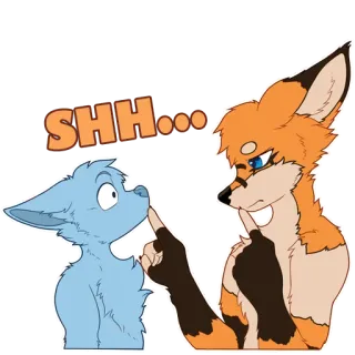 🦊 SHH... sst, binatang, berbulu, karakter, fantasi telegram sticker