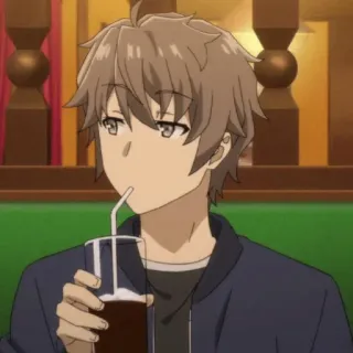 🥥 Anime, Garçon, Boire, Décontracté, Cheveux bruns telegram sticker