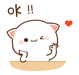 👌 ok !! gatto, carino, ok, cuore, emoji telegram sticker