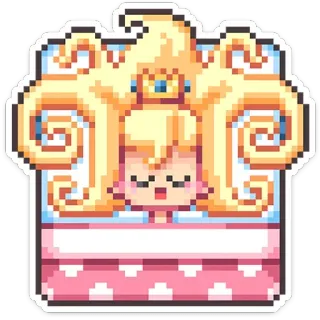 😴 Princess Peach công chúa, pixel art, trò chơi điện tử, Nintendo, nhân vật, tóc vàng, vương miện telegram sticker