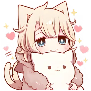 🤗 Anime, Carino, Gatto, Kawaii, Cuore, Cartone animato whatsapp sticker