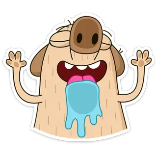 😛 สติกเกอร์, การ์ตูน, หมา, สนุก, ตลก, อีโมจิ, ขำ telegram sticker