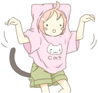 😺 cat Anime, Kawaii, Fofo, Gato, Garota, Desenho animado, Sticker telegram sticker