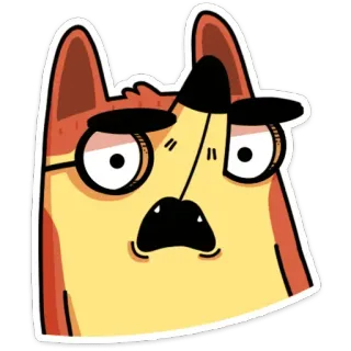 😳 cane, cartone animato, occhiali, divertente, animale, adesivo, carino, illustrazione whatsapp sticker