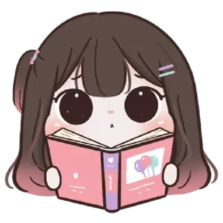 🌈 Kreskówka, Anime, Dziewczyna, Książka, Czytanie, Uroczy, Kawaii telegram sticker