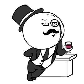 😏 gentleman, monocle, top hat, cartoon, wine telegram sticker