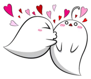 💏 kus, schattig, liefde, hart, spook, romantisch telegram sticker