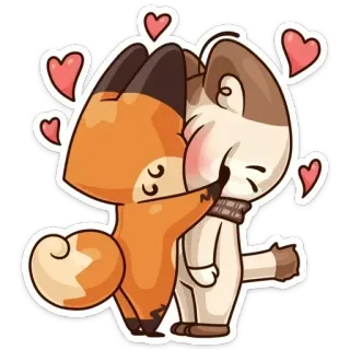 😘 rubah, kucing, cinta, hati, sayang, imut, stiker, hewan whatsapp sticker