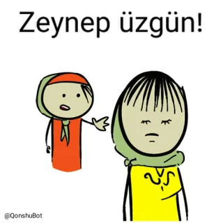 😓 Zeynep Zeynep üzgün! Cartoon, Verdrietig, Meisje, Personage whatsapp sticker