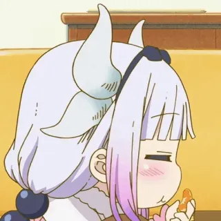 🍬 Kanna Kamui Miss Kobayashi's Dragon Maid 애니메이션, 드래곤, 칸나, 귀여운, 먹는 whatsapp sticker