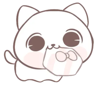 😀 แมว, ของขวัญ, โบว์, น่ารัก, สัตว์, ของขวัญ, คาวาอิ telegram sticker