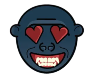 🦍 อิโมจิ, ตาเป็นรูปหัวใจ, การ์ตูน, สติกเกอร์ telegram sticker