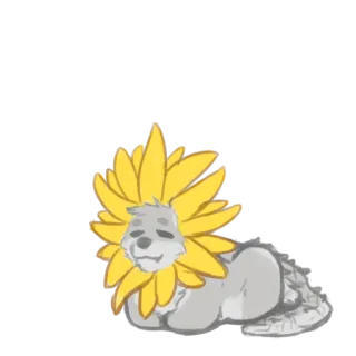 😌 animal, desenho animado, fofo, flor, leão, girassol telegram sticker