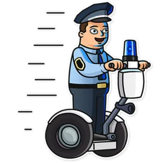 🏃 警察, 警官, セグウェイ, 漫画, セキュリティ telegram sticker